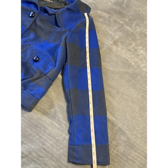 Fabulosity Blue/Black/Gray Plaid Jacket Women's Size XLarge Lined Y2K - Picture 8 of 10
